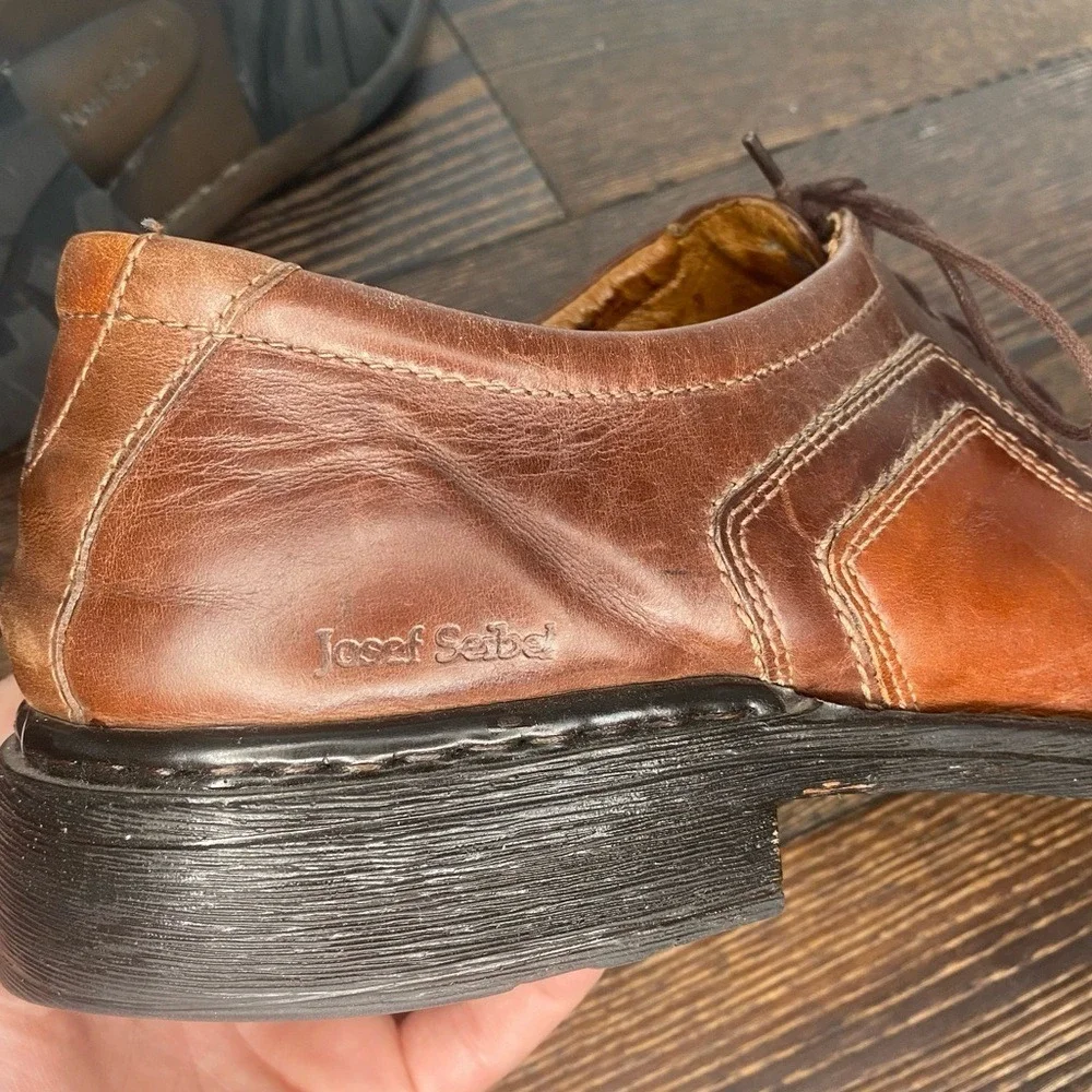 JOSEF SEIBEL LEATHER MENS SZ 47/13 DRESS SHOE OFFICE CHURCH CLASSIC RUBBER SOLE‎